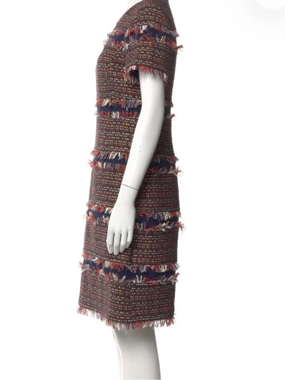 Tory Burch Multicolor Fringe Tweed Shift Dress – Women’s Size M (US 6)